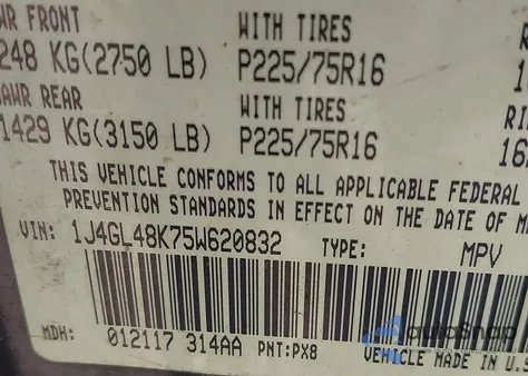 2005 Jeep Liberty Sport из США, поврежденный, VIN 1J4GL48K75W620832